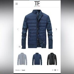 NWT TF Collections XXL Men’s Navy Quilted Bomber Jacket Suede Trim Italian Style